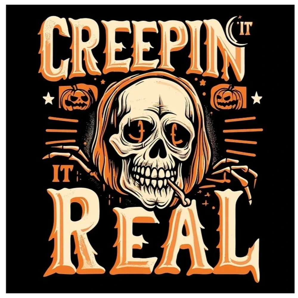 3'x5' Creepin It Real‎ Flag single sided Halloween Skull Orange Black